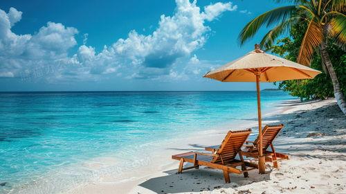 沙滩度假照片,悠闲度假时光